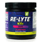 Black plastic jar of Re-Lyte Kids Grape dietary supplement. 
